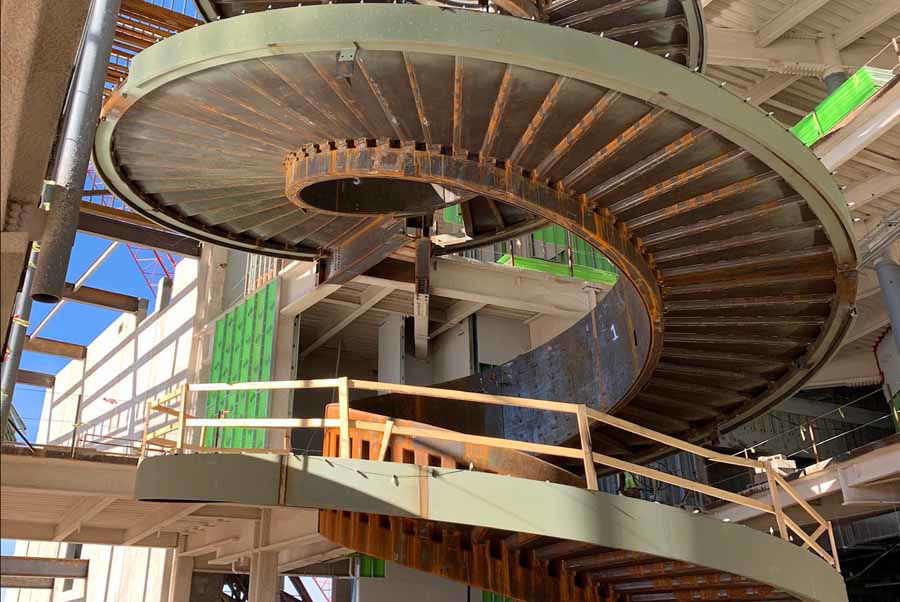 Curved Spiral Staircase for the Buddy Holly Hall of Performing Arts and Sciences